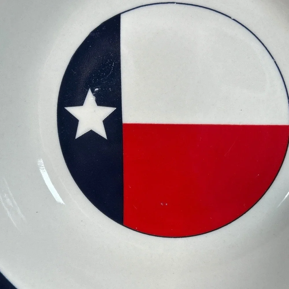 Set of 2 Texas Flag Star Rim Soup Cereal Bowls Patriotic Lone Star Totally Today